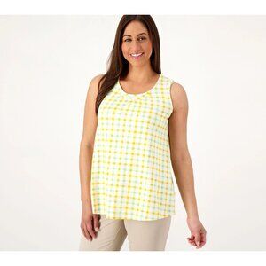 Denim & Co Women Top Sz XS Co. Printed Favorite Jersey Tank Yellow A596337